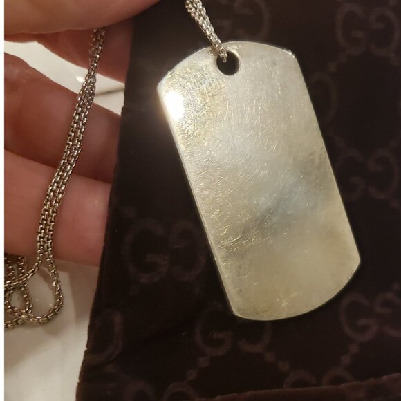 GUCCI Dog Tag Pendant on Unbranded Chain - With Box - All Sterling Silver - Picture 4 of 8
